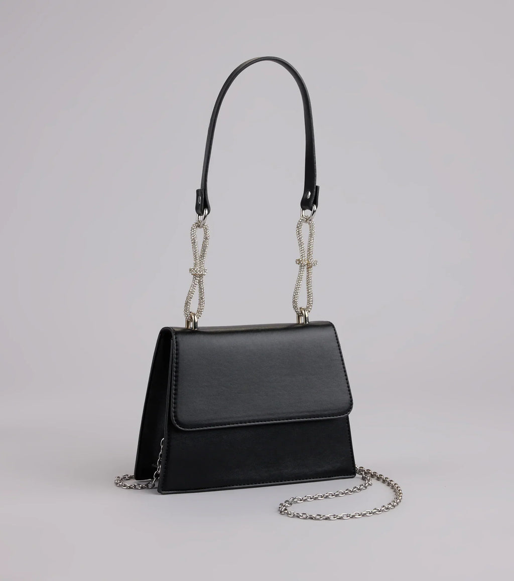 Quiet Glamour Rhinestone Bow Mini Bag