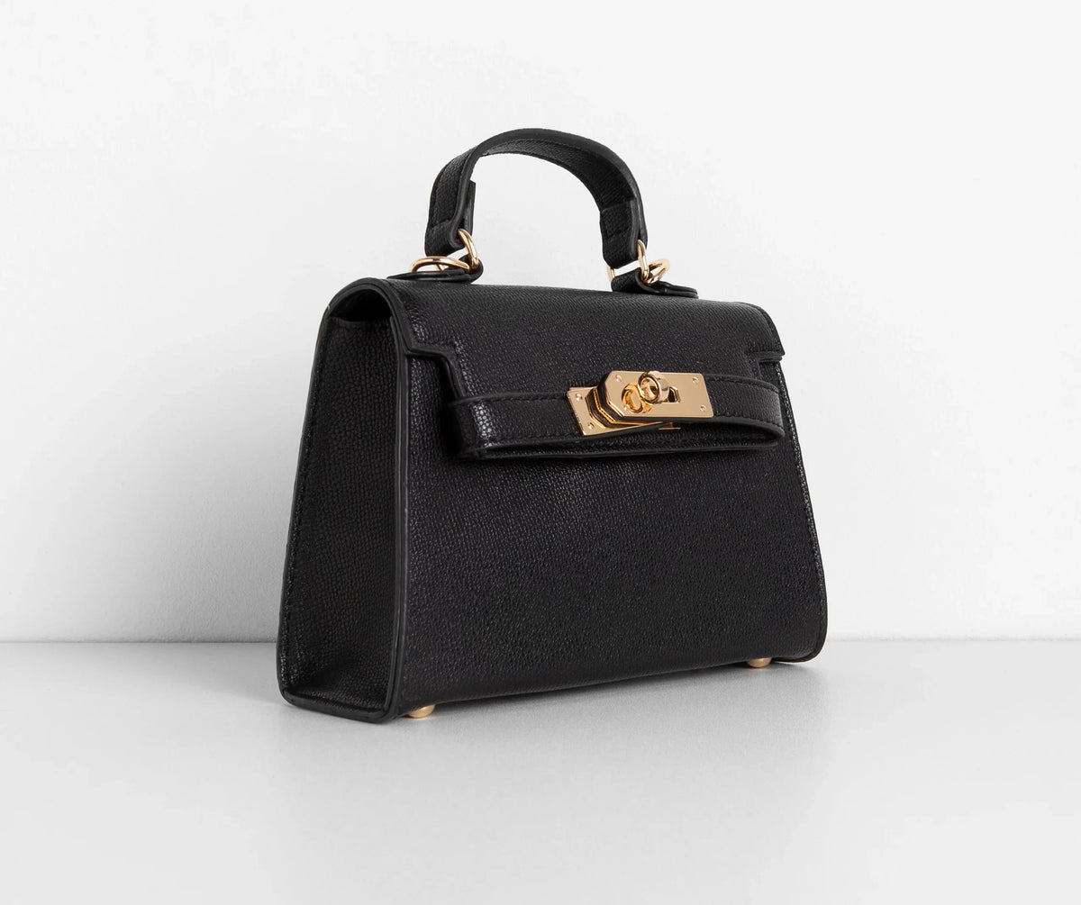 Saffiano Turnlock Top Handle Bag