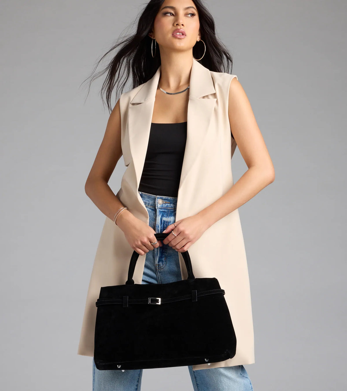 So Elevated Buckle Strap Satchel Bag