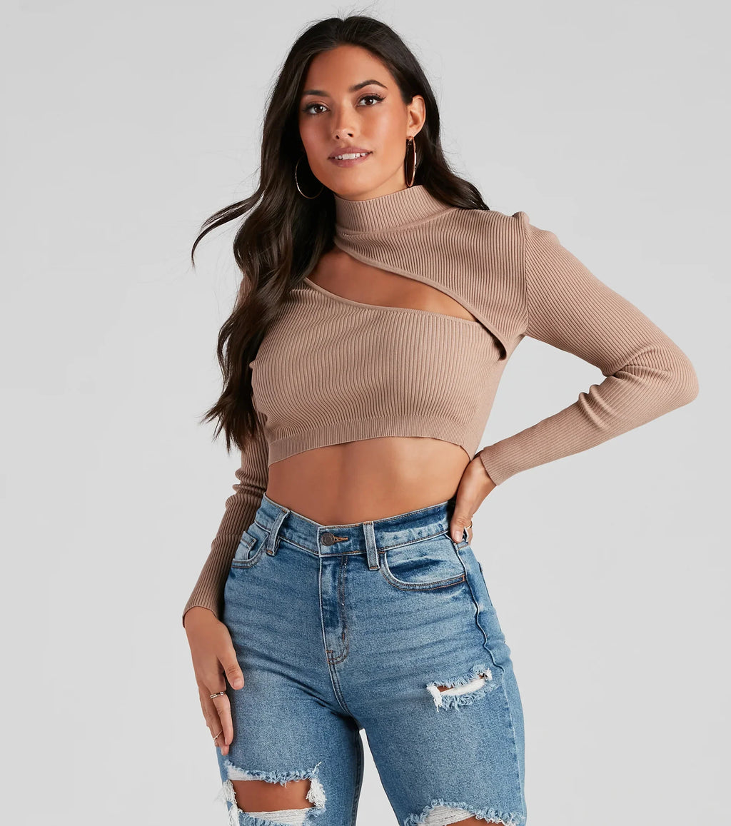 Bold Beauty Ribbed Cutout Crop Top