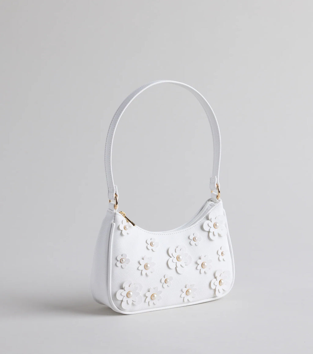 Polished Blooms Flower Pearl Shoulder Bag