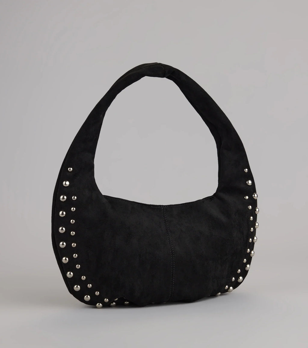 Studded And Stunning Suede Shoulder Bag
