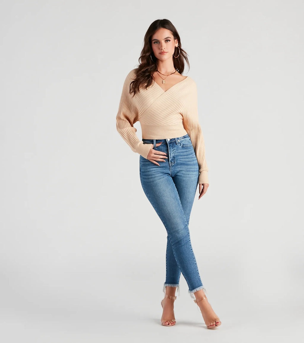 Doll It Up Open Back Ribbed Sweater