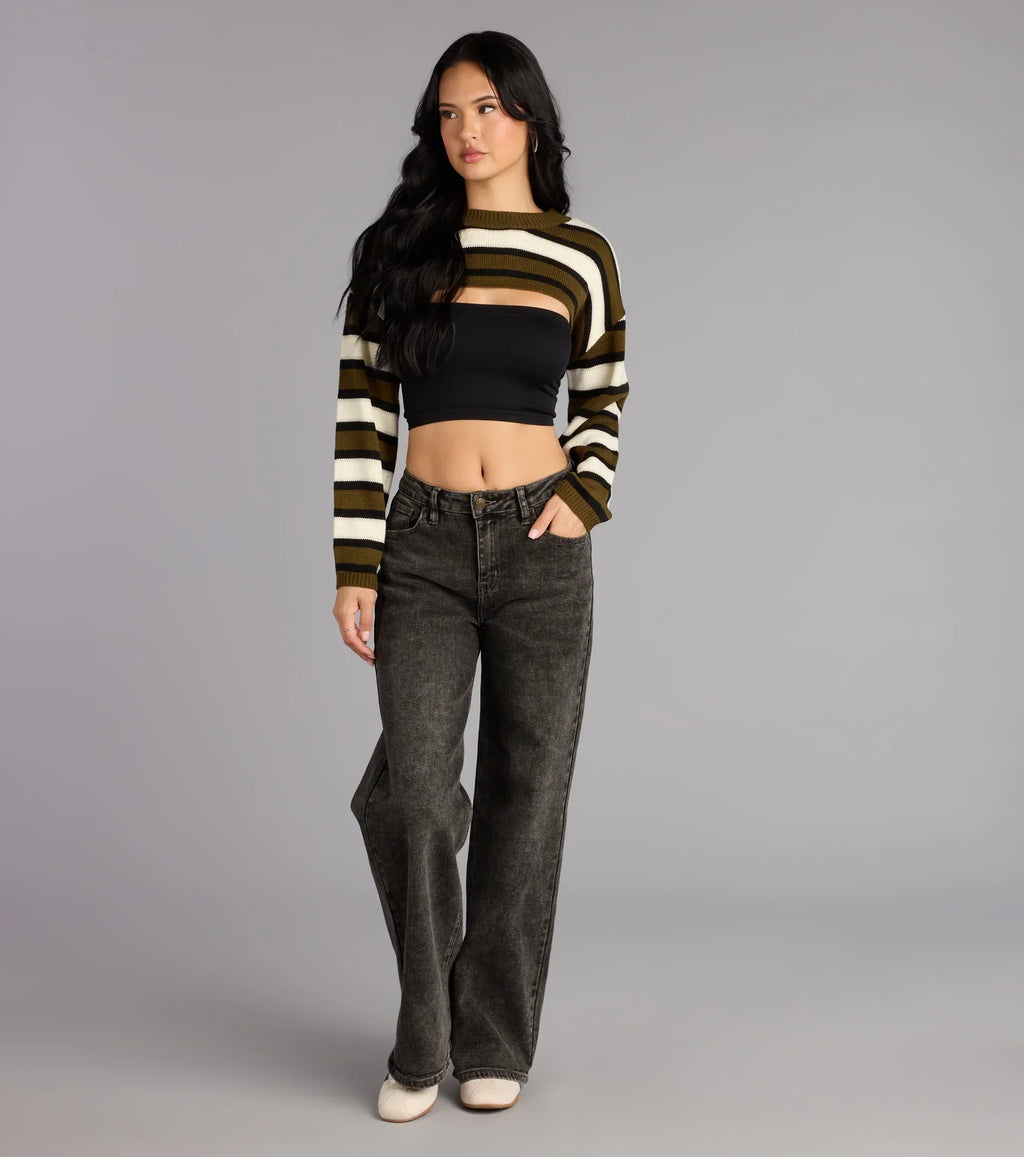Coffee Run Striped Sweater Topper