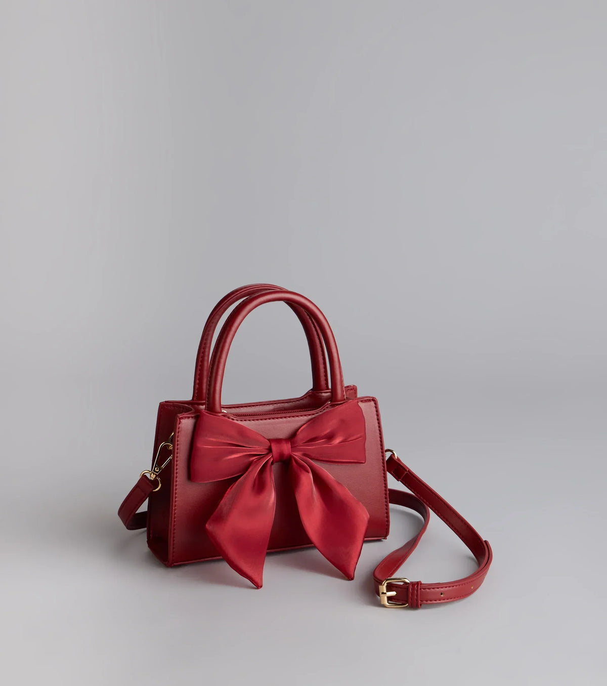 Tres Chic Tulle Bow Faux Leather Handbag