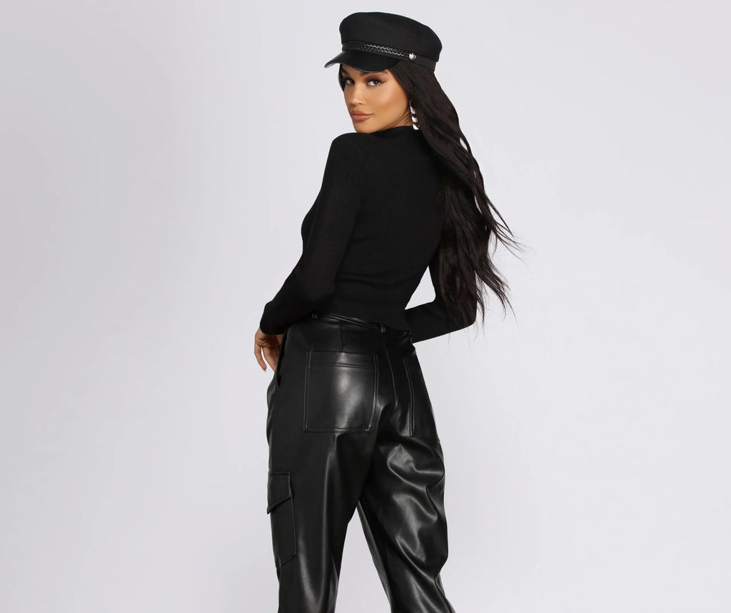 Zip Front Cropped Sweater