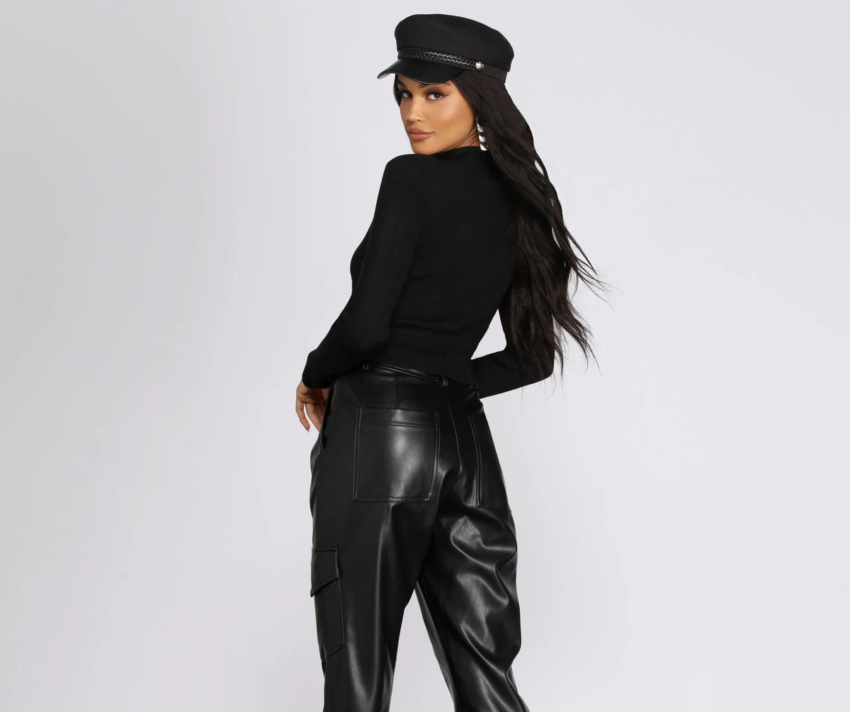 Zip Front Cropped Sweater