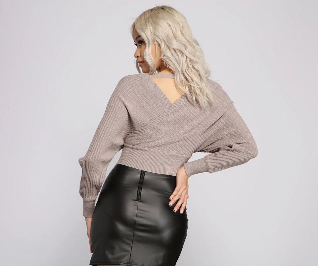 Doll It Up Open Back Ribbed Sweater