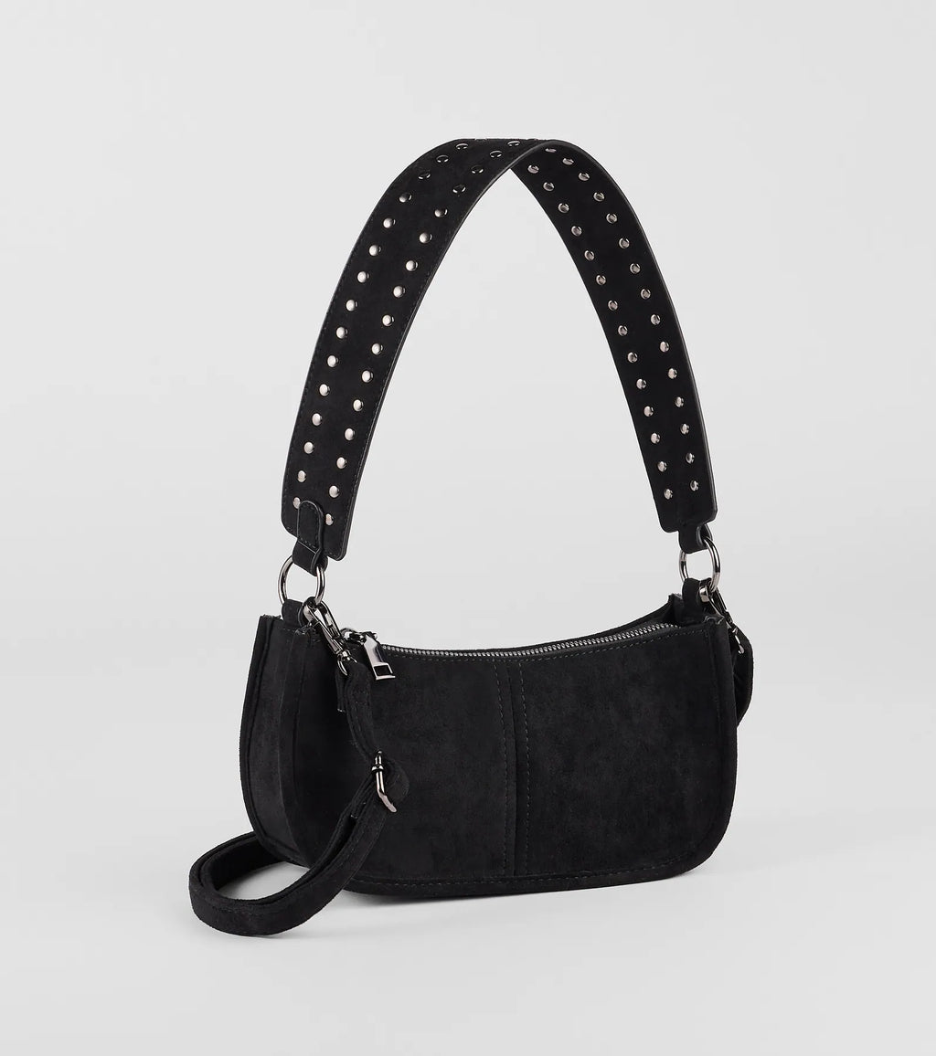 Major Stud Faux Suede Shoulder Bag