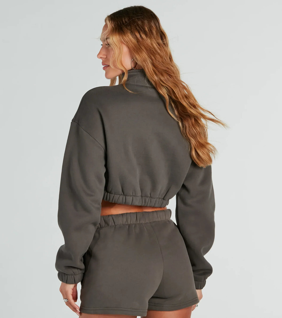 Weekend Loading Half Zip Fleece Crop Sweatshirt