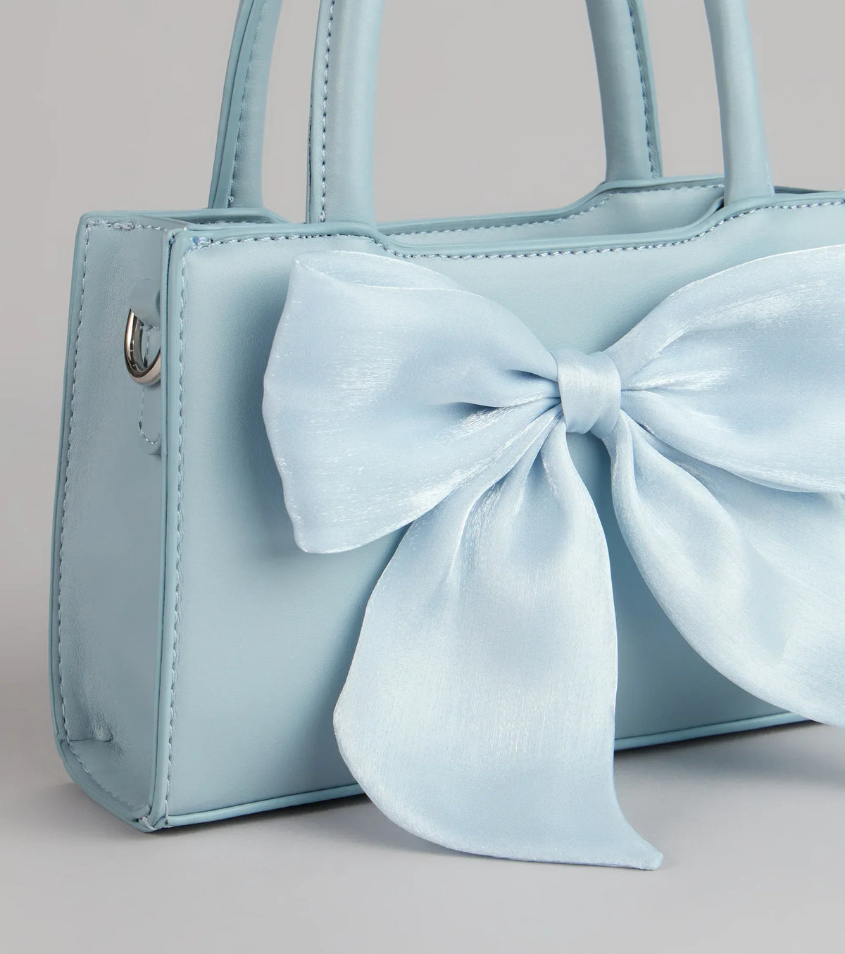 Tres Chic Tulle Bow Faux Leather Handbag